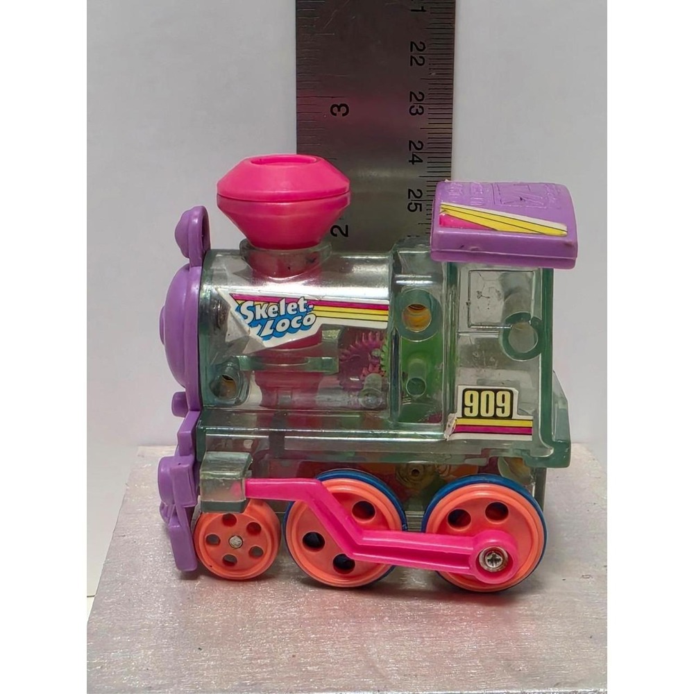vintage 1992 Skelet-Loco friction-powered toy train, model #909 see thru